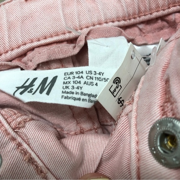 NEW WITH TAGS H&M Girl’s Wide Leg & Ankle Length Baby Pink Pants Size 3-4 - Picture 3 of 6